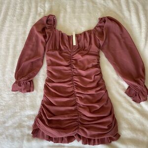 Blush BJ Elegant Mauve Ruched Dress